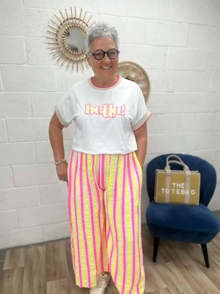 Pantalon gaze de coton rayée