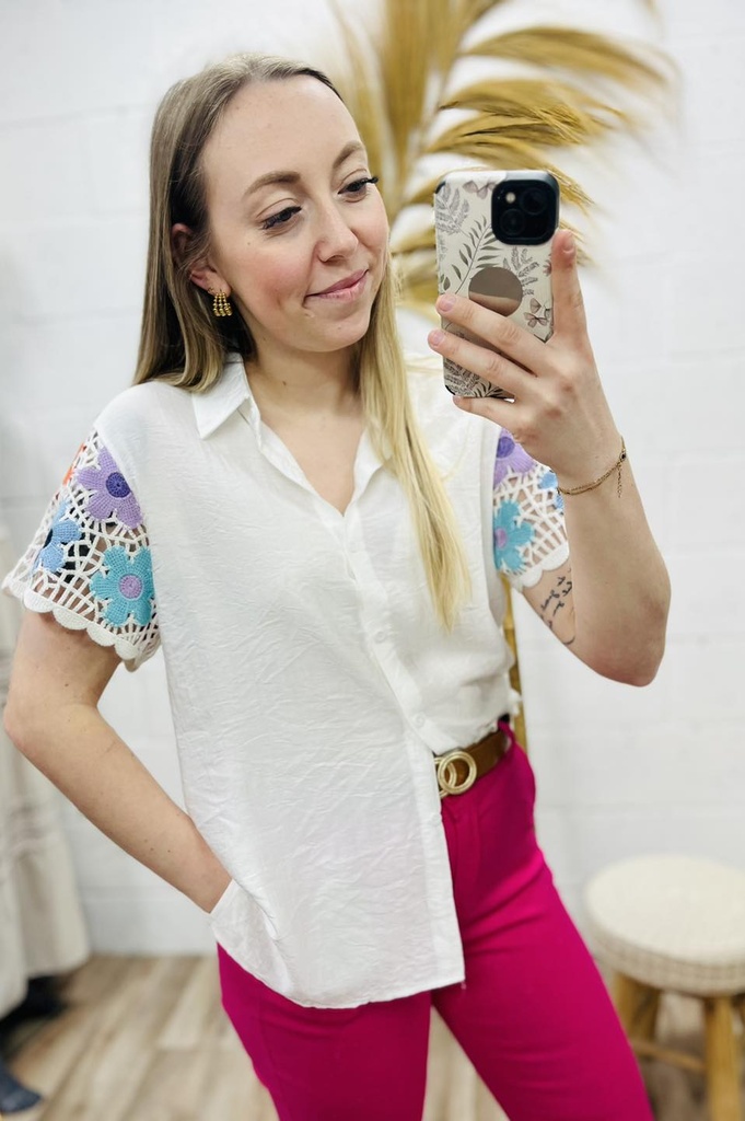 Chemise manches crochet