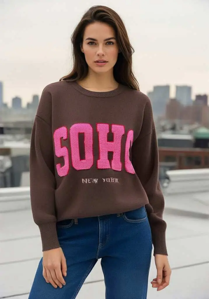 Pullover Soho choco/fuchsia