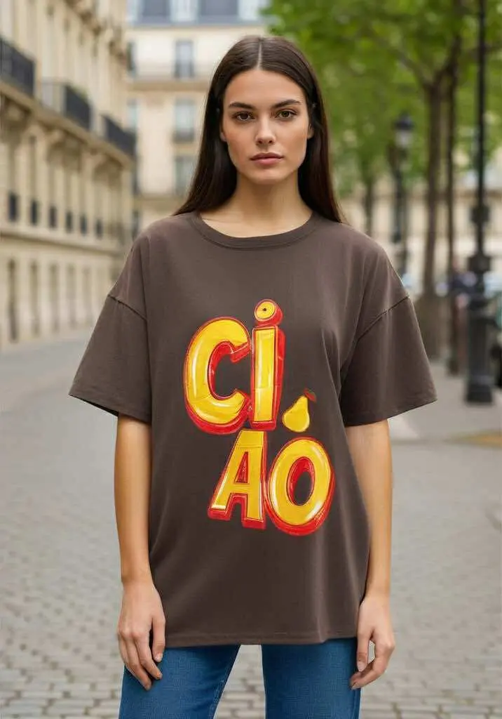 T-shirt Ciao choco/jaune