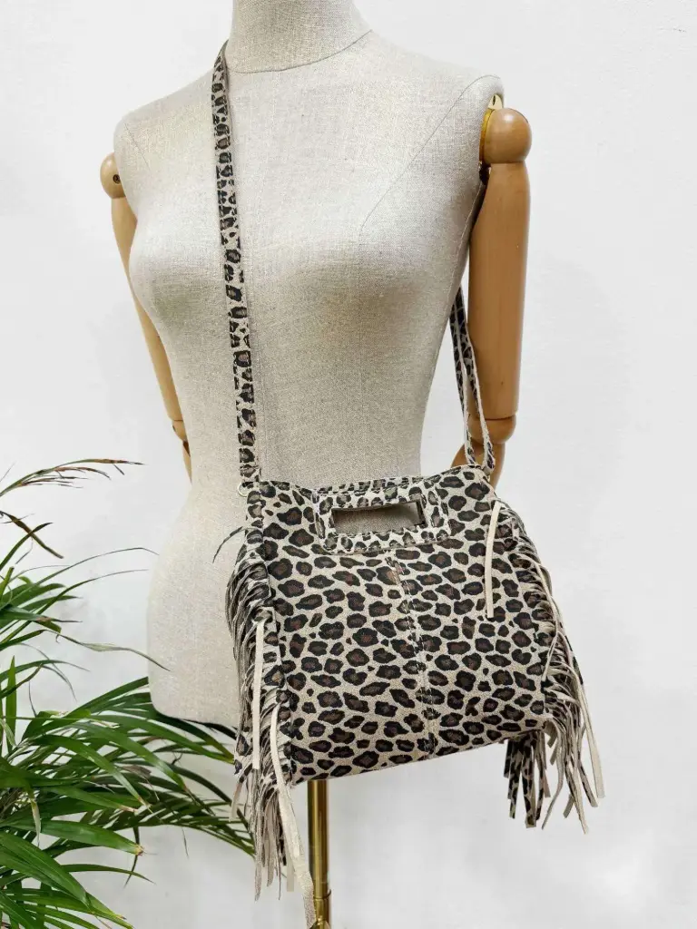 Sac cuir à franges léo