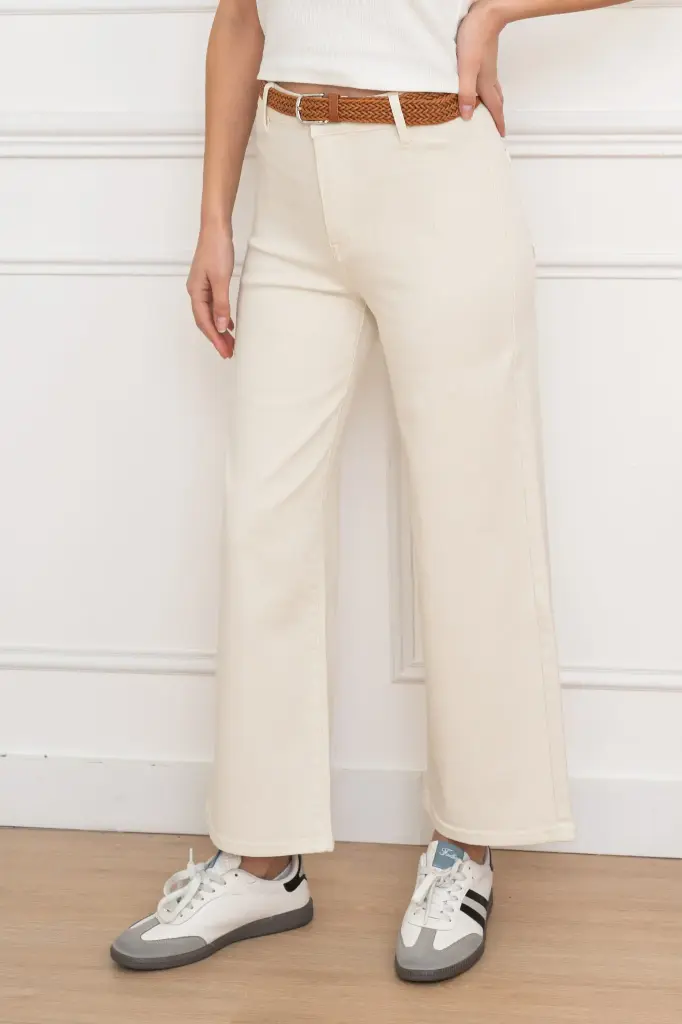 Jeans Nathalie avec ceinture - beige