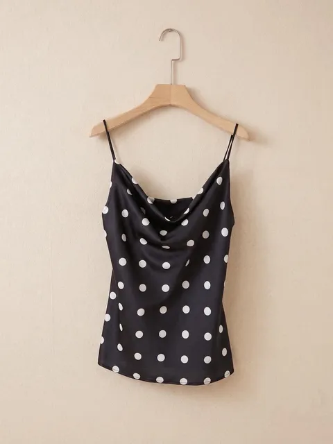 Top satin à pois (Noir)