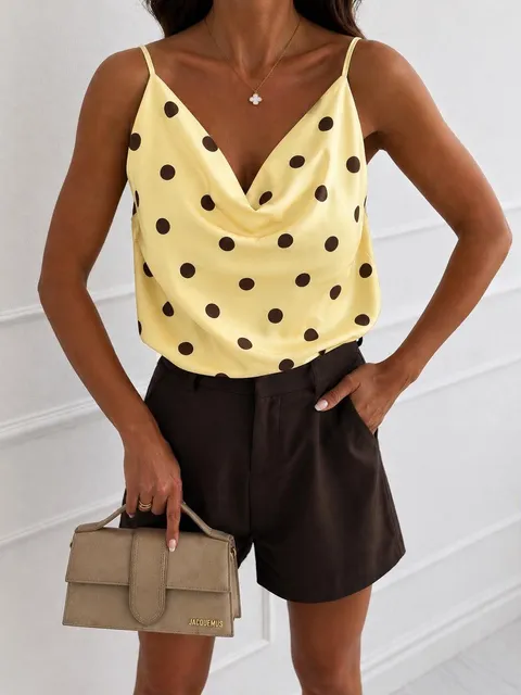Top satin à pois