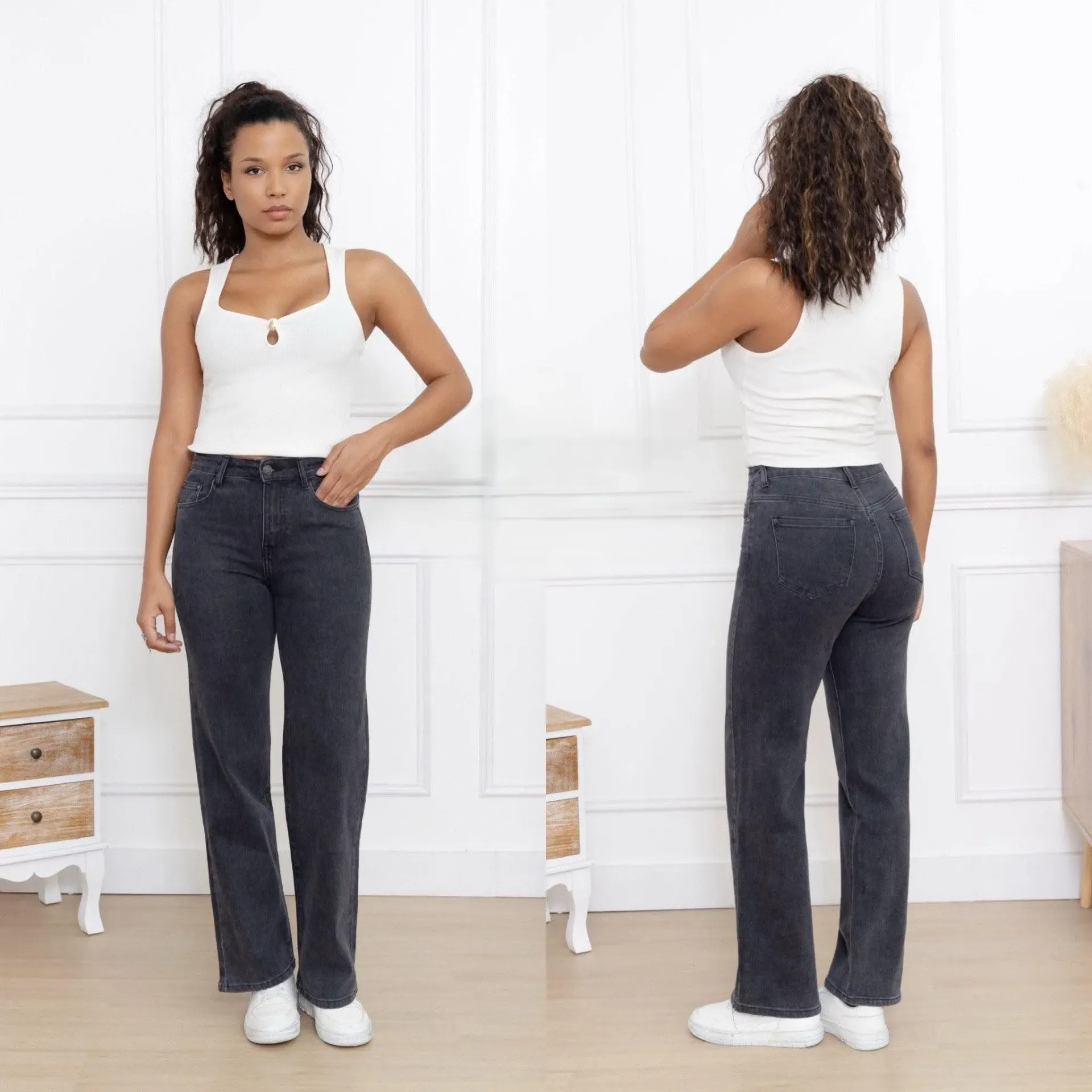 Jeans gris Mila - wide leg