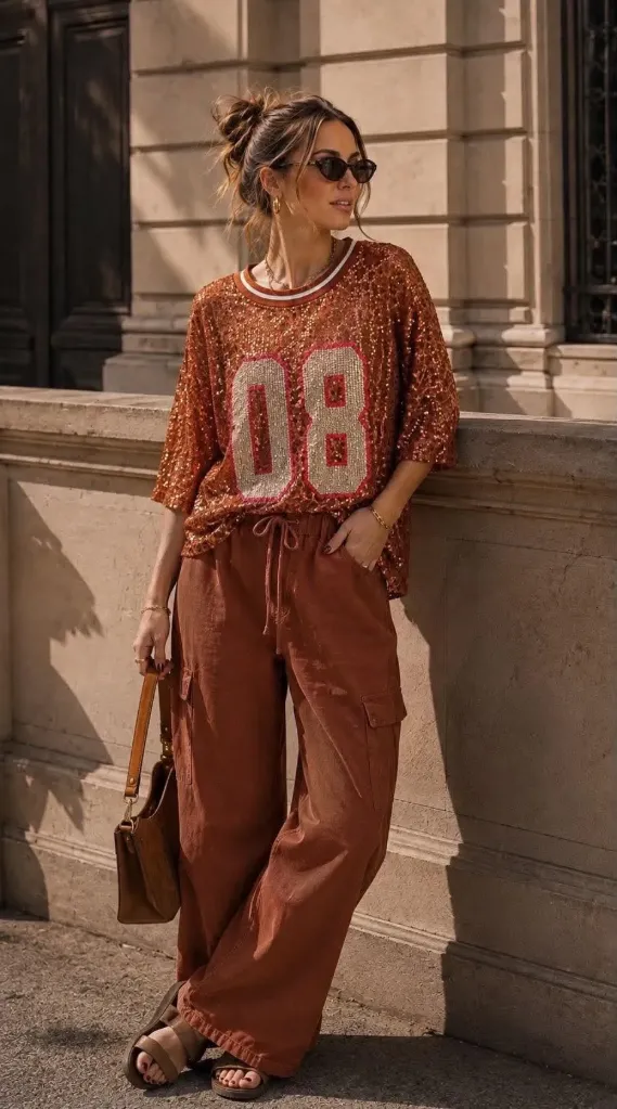 T-shirt sequins - rouille