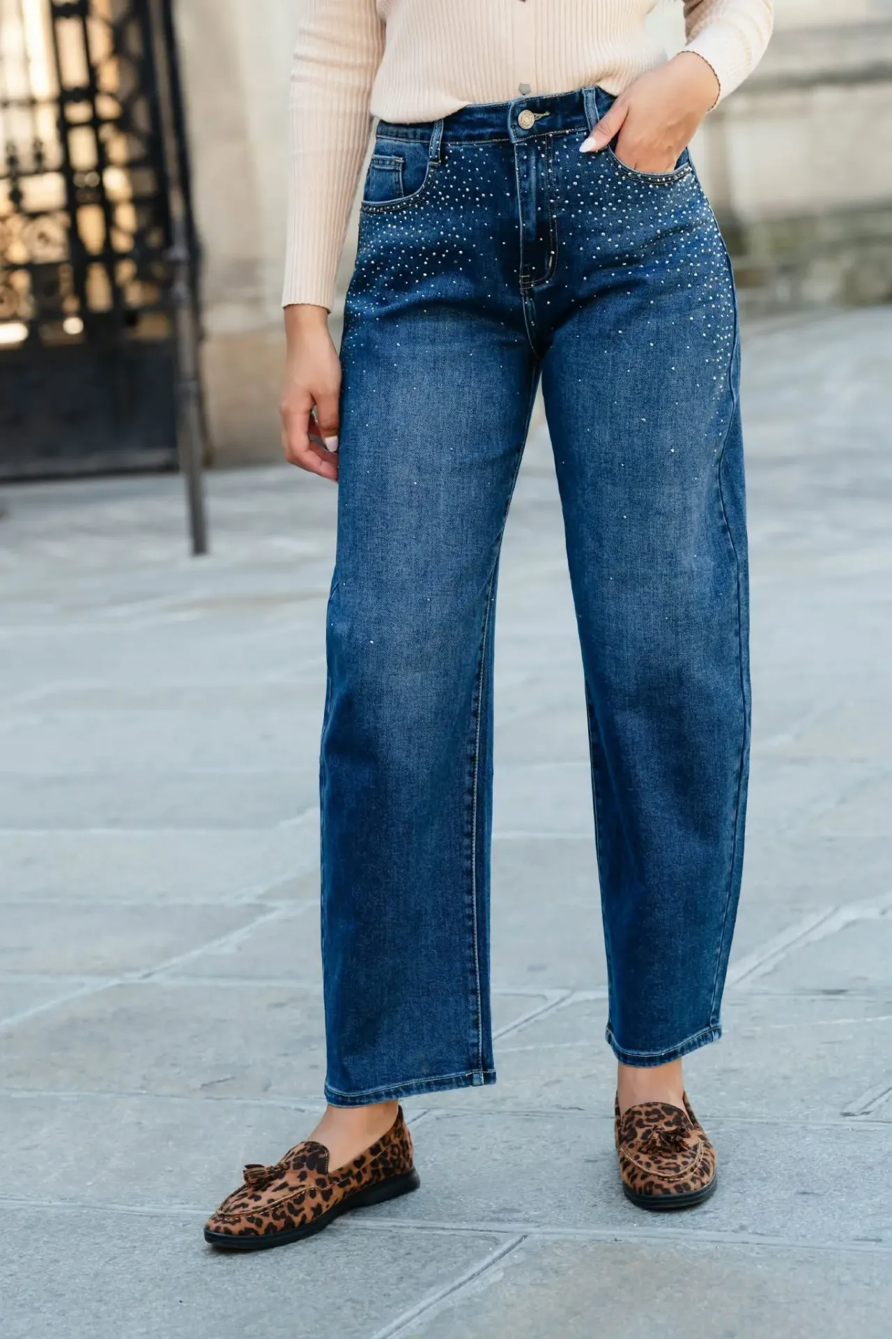 Jeans ballon strass