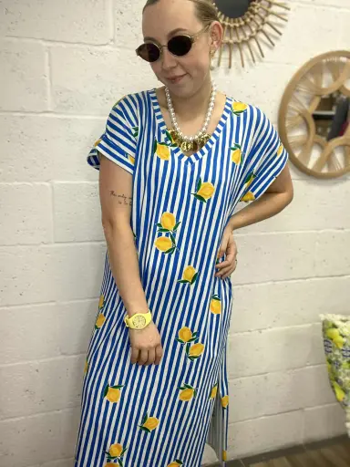 Robe rayée citron