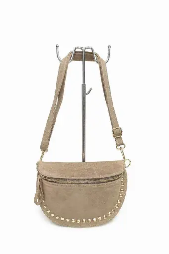 Sac banane clouté cuir