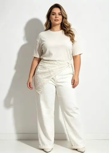 Pantalon foulard broderies